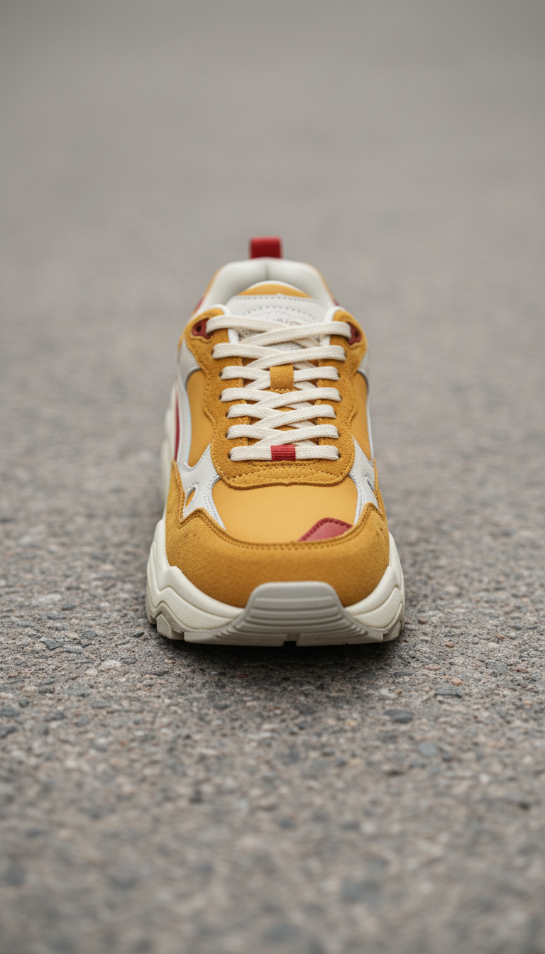 zapatilla chunky mostaza retro
